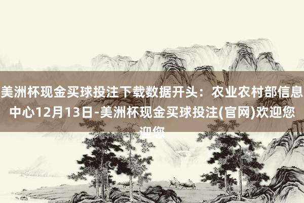 美洲杯现金买球投注下载数据开头：农业农村部信息中心12月13日-美洲杯现金买球投注(官网)欢迎您